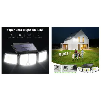Zunanja sončna LED luč s senzorjem gibanja VIKING S180/1200lm/2200mAh/3 načini/IP65 Zunanja sončna LED luč s senzorjem gibanja VIKING S180/1200lm/2200mAh/3 načini/IP65