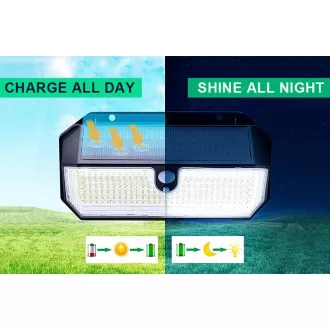 Zunanja sončna LED luč s senzorjem gibanja VIKING S282/2600lm/2200mAh/3 načini/IP65 Zunanja sončna LED luč s senzorjem gibanja VIKING S282/2600lm/2200mAh/3 načini/IP65