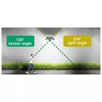 Zunanja sončna LED luč s senzorjem gibanja VIKING S282/2600lm/2200mAh/3 načini/IP65 Zunanja sončna LED luč s senzorjem gibanja VIKING S282/2600lm/2200mAh/3 načini/IP65