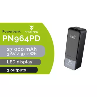 Viking PN-964PD 27000 mAh/Output:1xUSB-A,2xUSB-C/Input:2xUSB-C/LED zaslon
