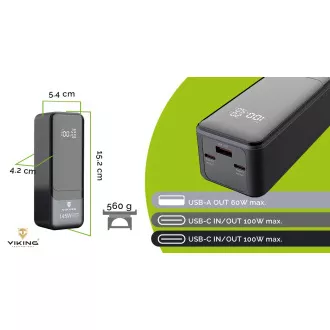 Viking PN-964PD 27000 mAh/Output:1xUSB-A,2xUSB-C/Input:2xUSB-C/LED zaslon