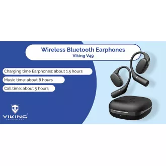 Brezžične slušalke Bluetooth Viking V49/BT/Wireless/Black