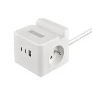 Napajalnik VIKING YC23H, bel/izhod:2xAC,1xUSB-A,2xUSB-C/Mobilno držalo/LED lučka/1,4 m kabla