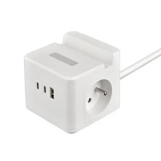 Napajalnik VIKING YC23H, bel/izhod:2xAC,1xUSB-A,2xUSB-C/Mobilno držalo/LED lučka/1,4 m kabla Napajalnik VIKING YC23H, bel/izhod:2xAC,1xUSB-A,2xUSB-C/Mobilno držalo/LED lučka/1,4 m kabla