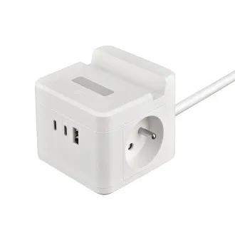 Napajalnik VIKING YC23H, bel/izhod:2xAC,1xUSB-A,2xUSB-C/Mobilno držalo/LED lučka/1,4 m kabla Napajalnik VIKING YC23H, bel/izhod:2xAC,1xUSB-A,2xUSB-C/Mobilno držalo/LED lučka/1,4 m kabla