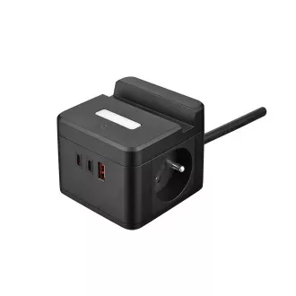 Napajalnik VIKING YC23H, črn/izhod:2xAC,1xUSB-A,2xUSB-C/Mobilno držalo/LED lučka/1,4 m kabla
