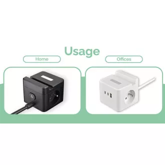 Napajalnik VIKING YC23H, črn/izhod:2xAC,1xUSB-A,2xUSB-C/Mobilno držalo/LED lučka/1,4 m kabla