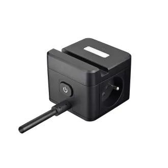 Napajalnik VIKING YC23H, črn/izhod:2xAC,1xUSB-A,2xUSB-C/Mobilno držalo/LED lučka/1,4 m kabla