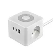 Napajalnik VIKING YC23L, bel/izhod:2xAC,1xUSB-A,2xUSB-C/dotična lučka/1,4 m kabla