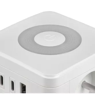 Napajalnik VIKING YC23L, bel/izhod:2xAC,1xUSB-A,2xUSB-C/dotična lučka/1,4 m kabla