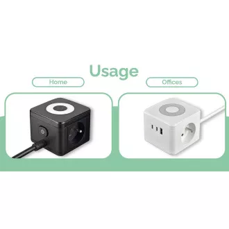 Napajalnik VIKING YC23L, črn/izhod:2xAC,1xUSB-A,2xUSB-C/svetloba LED na dotik/1,4 m kabla