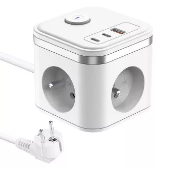 Napajalnik VIKING YC33, bel/izhod: 3xAC, 1xUSB-A,2xUSB-C/ gumb za vklop/izklop/1,4 m kabla Napajalnik VIKING YC33, bel/izhod: 3xAC, 1xUSB-A,2xUSB-C/ gumb za vklop/izklop/1,4 m kabla