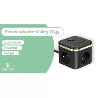 Napajalnik VIKING YC33, bel/izhod: 3xAC, 1xUSB-A,2xUSB-C/ gumb za vklop/izklop/1,4 m kabla Napajalnik VIKING YC33, bel/izhod: 3xAC, 1xUSB-A,2xUSB-C/ gumb za vklop/izklop/1,4 m kabla