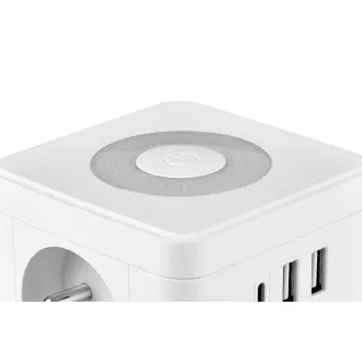 Napajalnik VIKING Y23L, bel/izhod:2xAC,1xUSB-A,2xUSB-C/svetloba LED na dotik