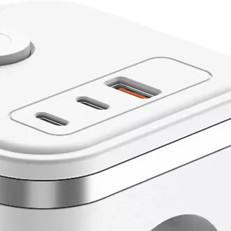 Napajalnik VIKING Y33, bel/izhod:3xAC,1xUSB-A,2xUSB-C/Gumb za vklop/izklop