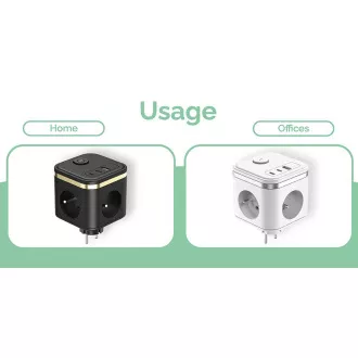Napajalnik VIKING Y33, bel/izhod:3xAC,1xUSB-A,2xUSB-C/Gumb za vklop/izklop