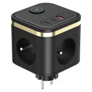 Napajalnik VIKING Y33, črn/izhod: 3xAC, 1xUSB-A, 2xUSB-C/Gumb za vklop/izklop