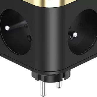 Napajalnik VIKING Y33, črn/izhod: 3xAC, 1xUSB-A, 2xUSB-C/Gumb za vklop/izklop