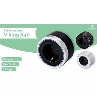 Vtičnica Viking A40SB, srebrno-črna/izhodi - 1xAC/moč do 2500W/230V,16A,50Hz/tip vtičnice