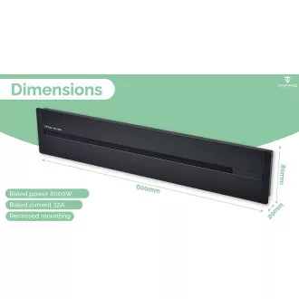 Vtičnica - vgradna Viking LZ60B/230V,50Hz/60cm dolžine/črna/do 7 modulov/IP20/aluminij/izvedena