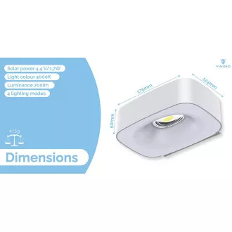 Zunanja sončna LED luč Viking SR38/700 lm/4 načini/IP65/dnevno bela