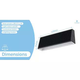 Zunanja sončna LED luč Viking SR31/700 lm/IP44/4 načini/dnevno bela