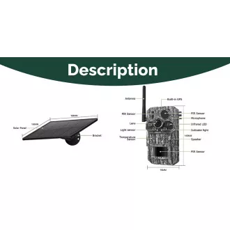 Sončna kamera Viking HDs05 4G/2304x1296/PIR zaznavanje/senzor gibanja/7800mAh Sončna kamera Viking HDs05 4G/2304x1296/PIR zaznavanje/senzor gibanja/7800mAh