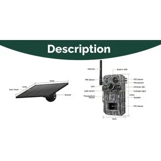Sončna kamera Viking HDs05 4G/2304x1296/PIR zaznavanje/senzor gibanja/7800mAh