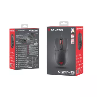 Genesis Gaming optična miška KRYPTON 750/RGB/8000 DPI/obročki/Optični/8000 DPI/Wireless USB/črna
