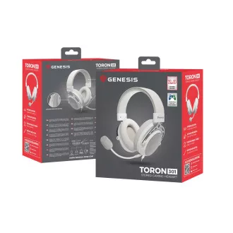 Gaming slušalke z mikrofonom Genesis TORON 301/Stereo/Jack/Wire/Stand/White