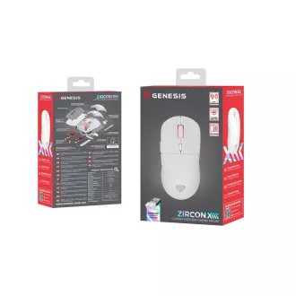 Genesis Gaming brezžična miška ZIRCON XIII/Gaming/Optical/26,000 DPI/Wireless USB/White