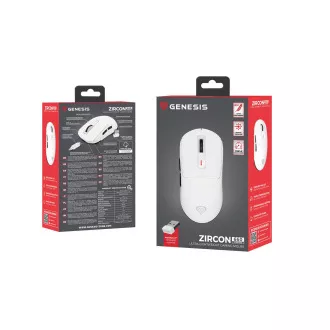 Gaming miška Genesis ZIRCON 660/Gaming/Optical/12,000 DPI/Wireless/Wireless/White