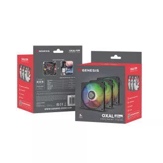 Ventilator Genesis OXAL 120 ARGB, 3-pack, črn