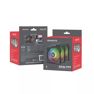 Ventilator Genesis OXAL 120 ARGB, 3-pack, črn