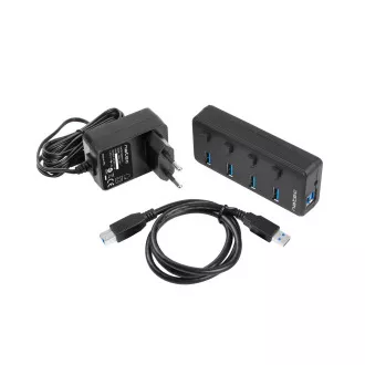 Natec Mantis 2 aktivno vozlišče s funkcijo polnjenja 4x USB 3.0 HUB, stikalo, napajalnik
