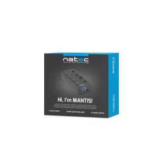 Natec Mantis 2 aktivno vozlišče s funkcijo polnjenja 4x USB 3.0 HUB, stikalo, napajalnik
