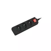 Podaljševalni kabel Lanberg PS1, 3 vtičnice, 3 m stikalo, črn