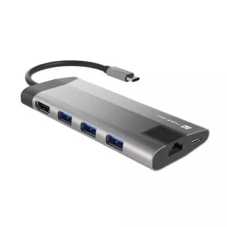 Natec večportni adapter FOWLER PLUS HUB 8v1, USB 3.0 3X, HDMI 4K, USB-C PD, RJ45, SD, MICRO