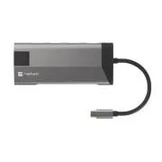 Natec večportni adapter FOWLER PLUS HUB 8v1, USB 3.0 3X, HDMI 4K, USB-C PD, RJ45, SD, MICRO