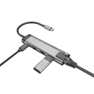 Natec večportni adapter FOWLER GO HUB 5v1, 2X USB 3.0 HUB, HDMI 4K, USB-C PD, RJ45