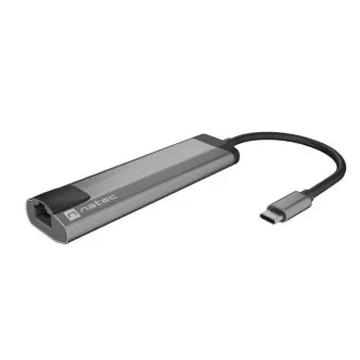 Natec večportni adapter FOWLER GO HUB 5v1, 2X USB 3.0 HUB, HDMI 4K, USB-C PD, RJ45