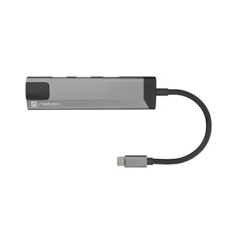Natec večportni adapter FOWLER GO HUB 5v1, 2X USB 3.0 HUB, HDMI 4K, USB-C PD, RJ45