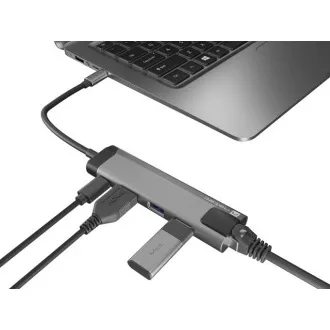 Natec večportni adapter FOWLER GO HUB 5v1, 2X USB 3.0 HUB, HDMI 4K, USB-C PD, RJ45