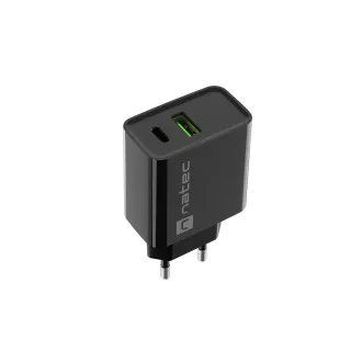 Univerzalni polnilec Natec RIBERA 20W 1X USB-A   1X USB-C, črn