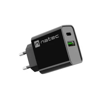 Univerzalni polnilec Natec RIBERA 20W 1X USB-A   1X USB-C, črn