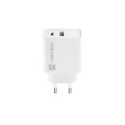 Univerzalni polnilec Natec RIBERA 20W 1X USB-A   1X USB-C, bel
