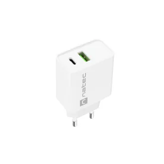 Univerzalni polnilec Natec RIBERA 20W 1X USB-A   1X USB-C, bel