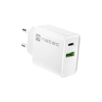 Univerzalni polnilec Natec RIBERA 20W 1X USB-A   1X USB-C, bel