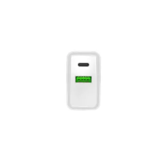 Univerzalni polnilec Natec RIBERA 20W 1X USB-A   1X USB-C, bel