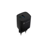 Univerzalni polnilec USB Natec RIBERA GaN 30 W, 1X USB-A, 1X USB-C, črn